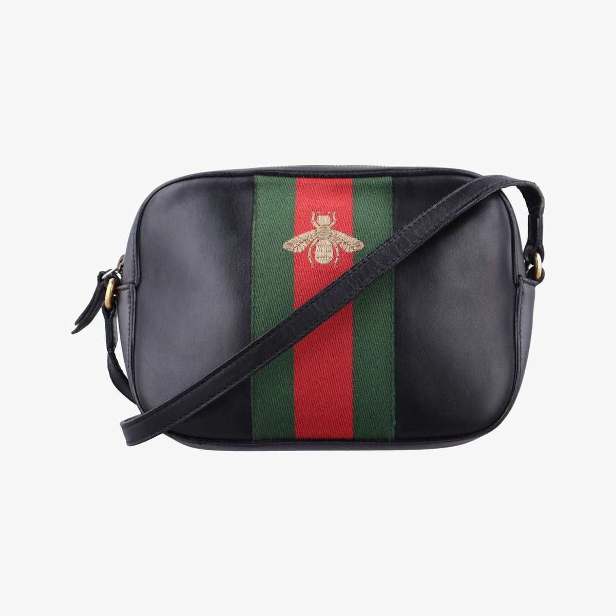 Gucci Bee Web Black Leather