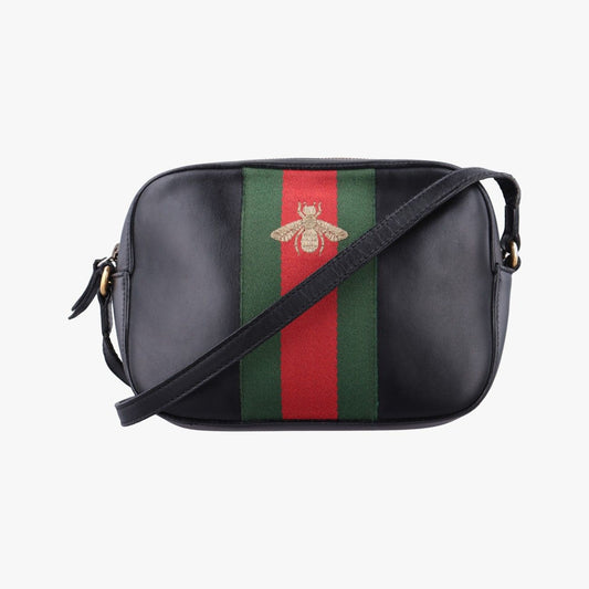 Gucci Bee Web Black Leather