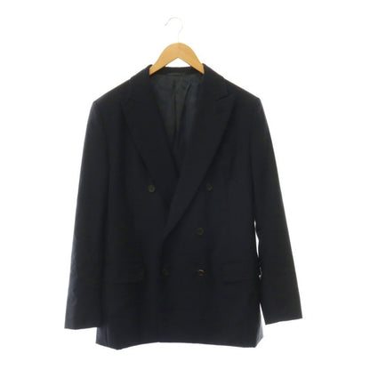 Prada Peak Lapel Double Breasted Tailored Jacket Fully Lined Mohair Blend Navy