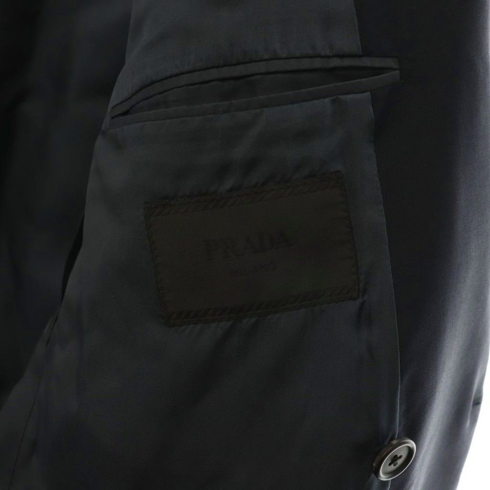 Prada Peak Lapel Double Breasted Tailored Jacket Fully Lined Mohair Blend Navy — view 6