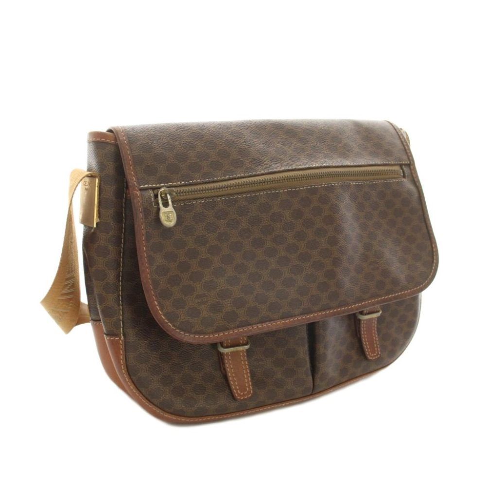 Celine Messenger Bag Macadam Pattern Leather Brown — view 2