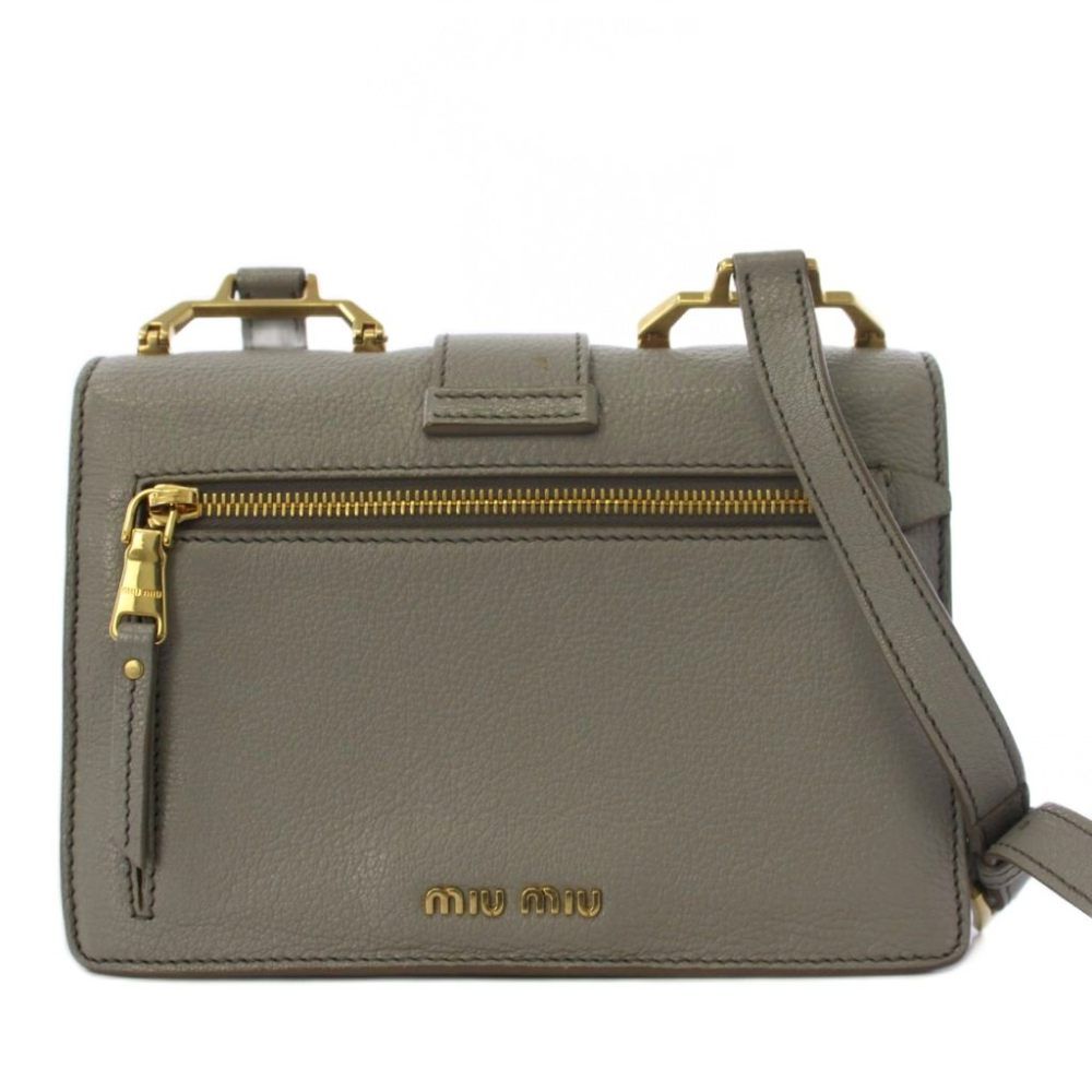 Miu Miu Shoulder Bag Leather Gray — view 3