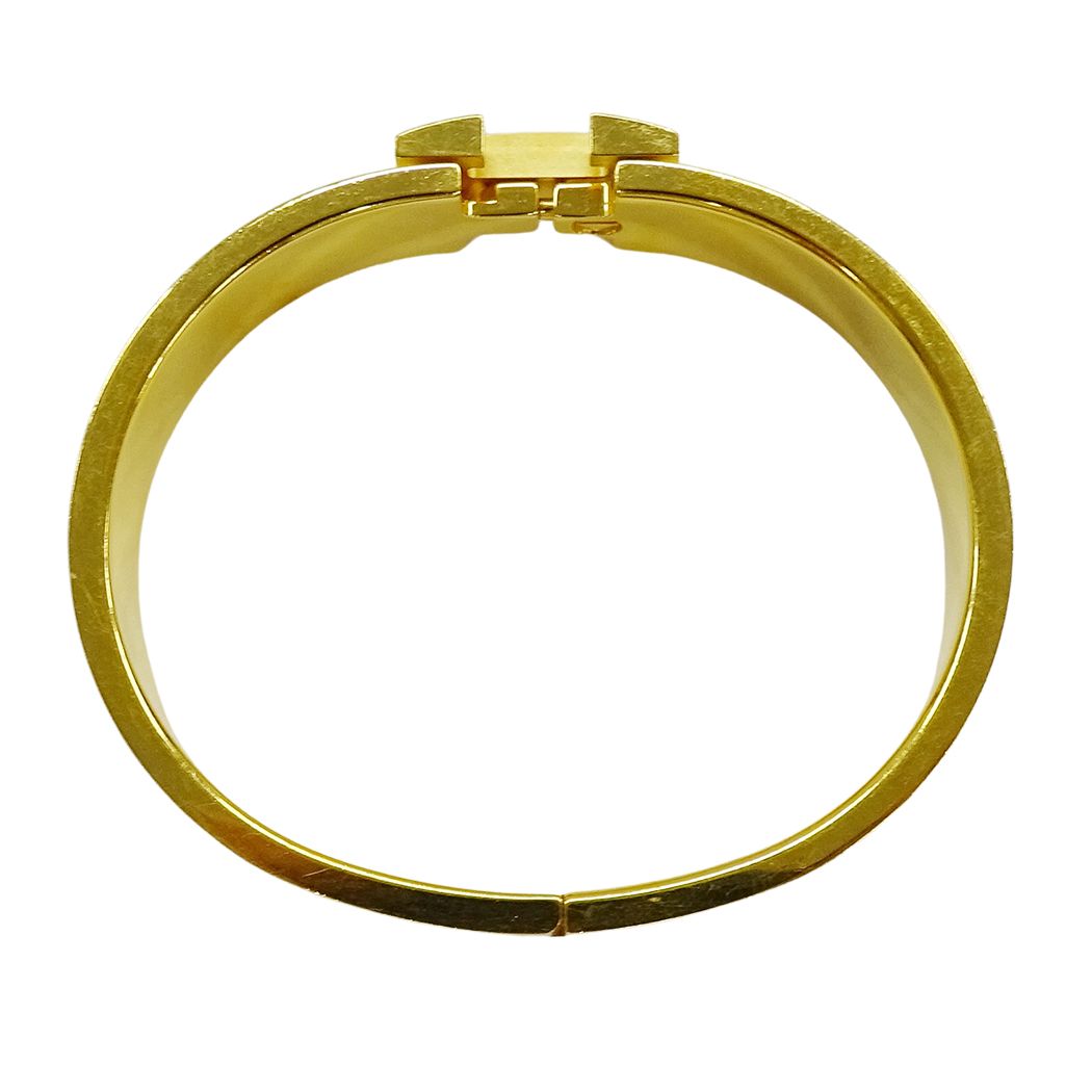 Hermes Bangle Bracelet Clic H Gold Plated White — view 4