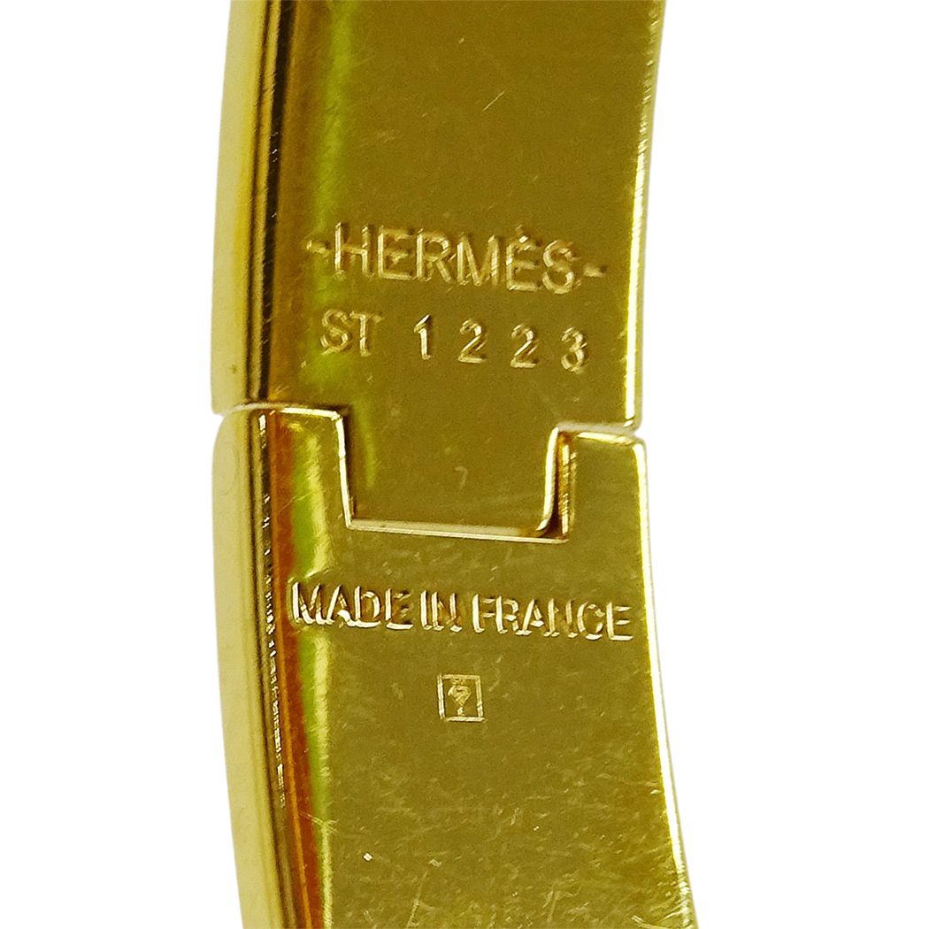 Hermes Bangle Bracelet Clic H Gold Plated White — view 7