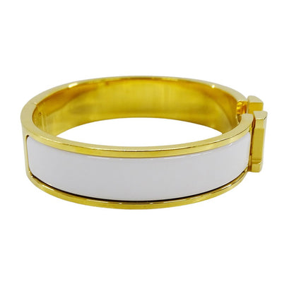 Hermes Bangle Bracelet Clic H Gold Plated White — view 3