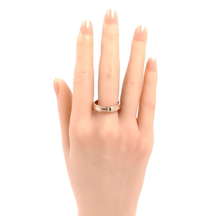 Tiffany & Co 18k Pink Gold T Two Narrow Ring Diamond — view 7