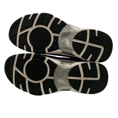 Chanel Sneakers White Blue Black CC Logo Leather — view 4