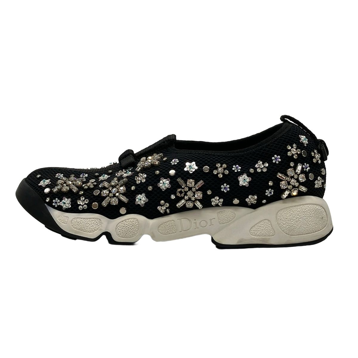 Dior Sneakers Black Clear Sequins Rhinestone Beads