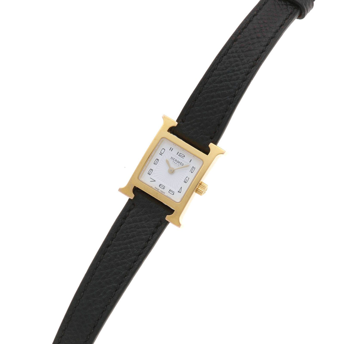 Hermes H Watch Mini Uno Gold Plated Veau Epsom White Dial Quartz — view 2