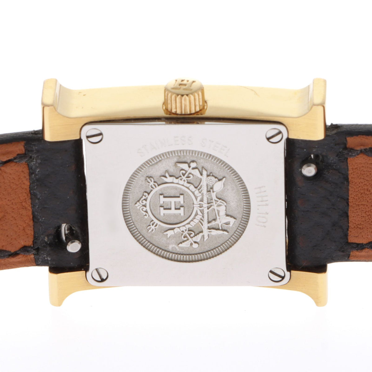 Hermes H Watch Mini Uno Gold Plated Veau Epsom White Dial Quartz — view 8