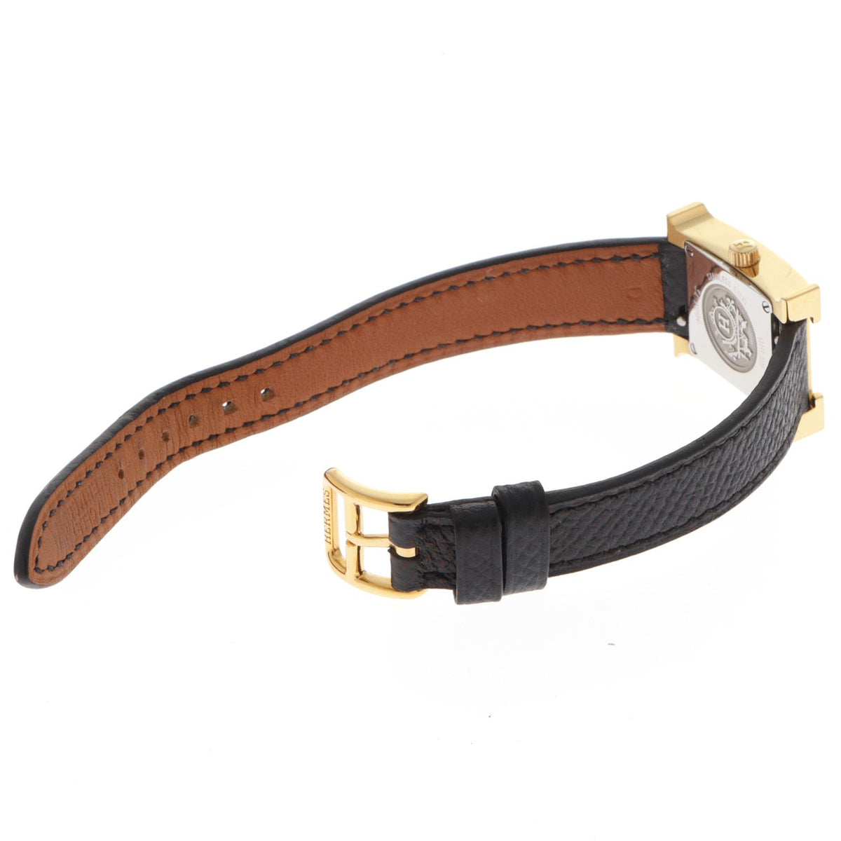 Hermes H Watch Mini Uno Gold Plated Veau Epsom White Dial Quartz — view 3