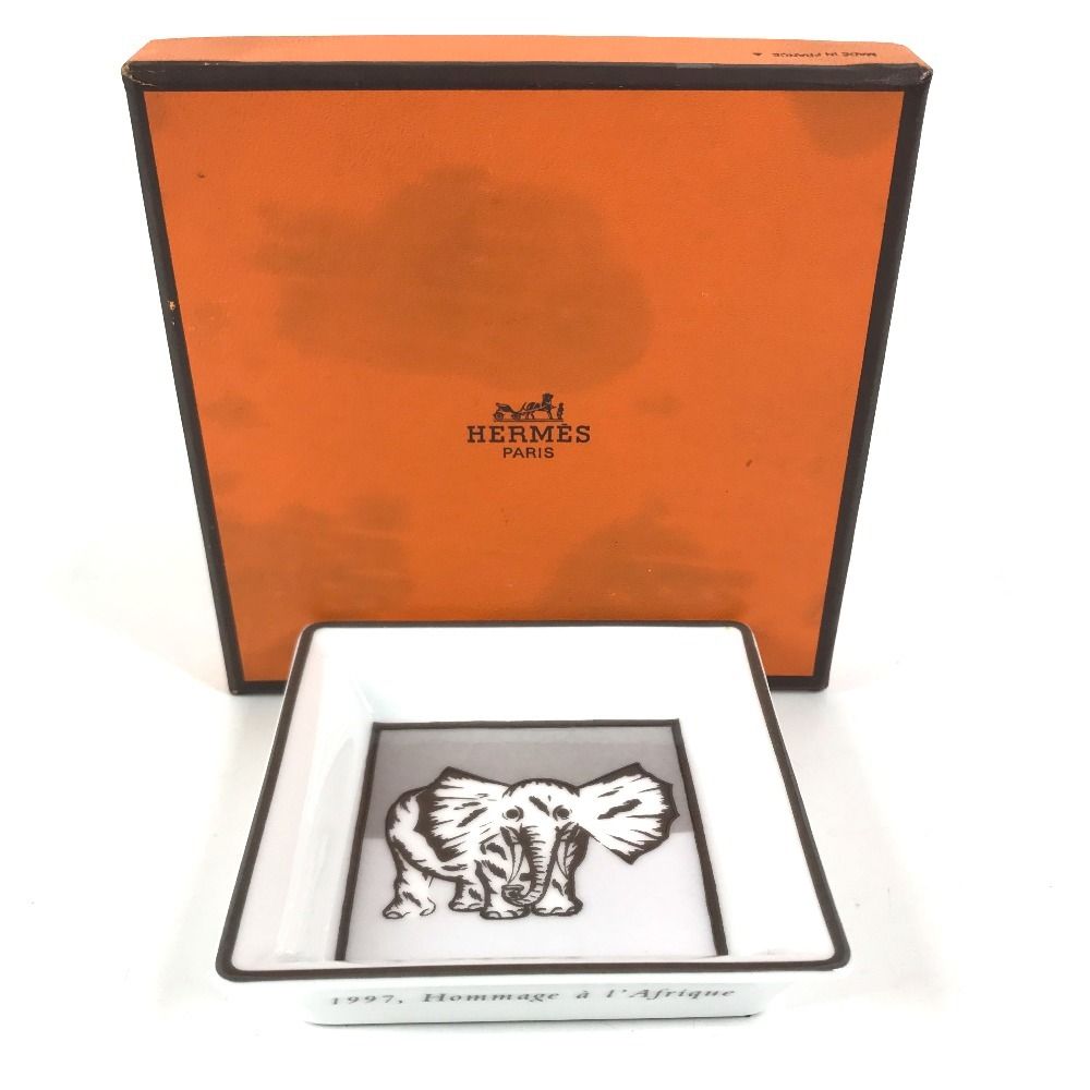 Hermes Ashtray Logo Elephant Hommage L Afrique Glass White — view 7