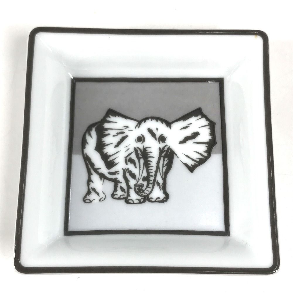 Hermes Ashtray Logo Elephant Hommage L Afrique Glass White