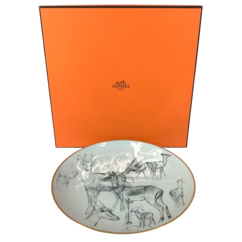 Hermes Plate Carnets D'equateur 21 Deer 21 Dessert Ceramic Multicolor — view 8