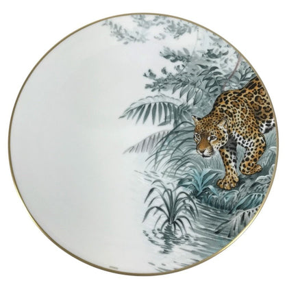 Hermes Plate Carnets D'equateur 27 Jaguar Tiger Dinner Ceramic Multicolor