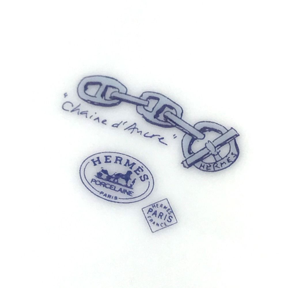 Hermes Plate 27 Chaine D'ancre Logo Dinner Ceramic White — view 7
