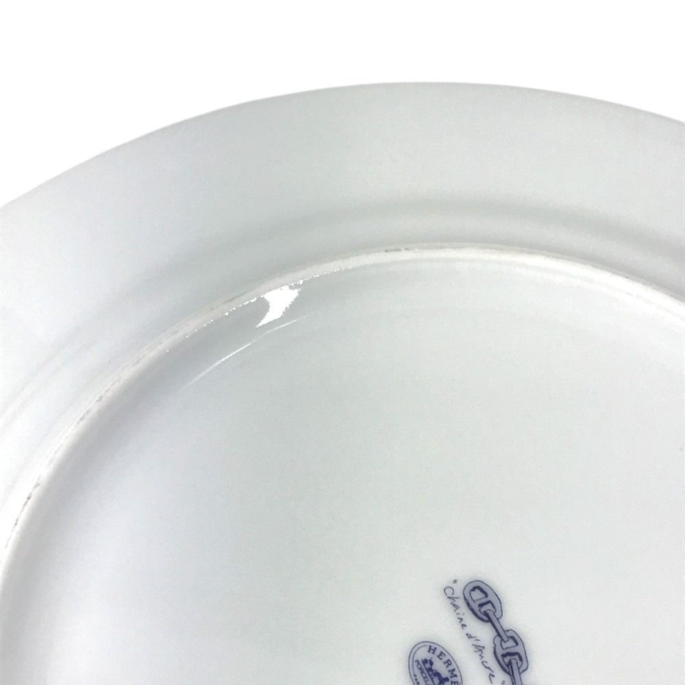 Hermes Plate 27 Chaine D'ancre Logo Dinner Ceramic White — view 8