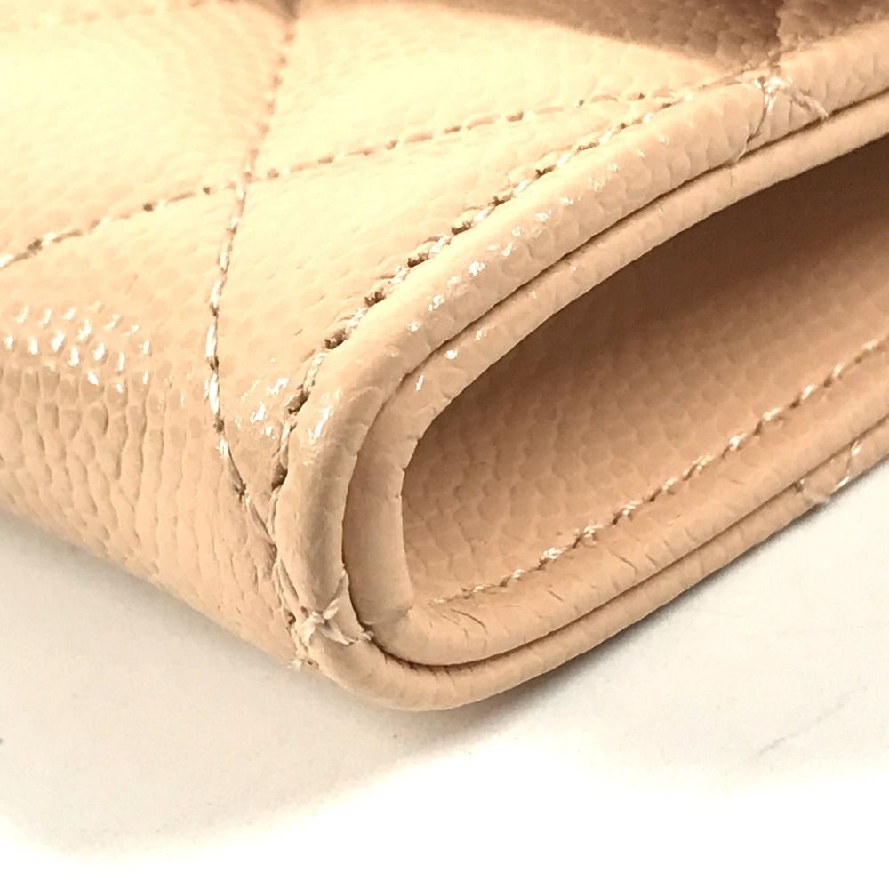 Chanel Card Case CC Logo Caviar Leather Beige — view 6