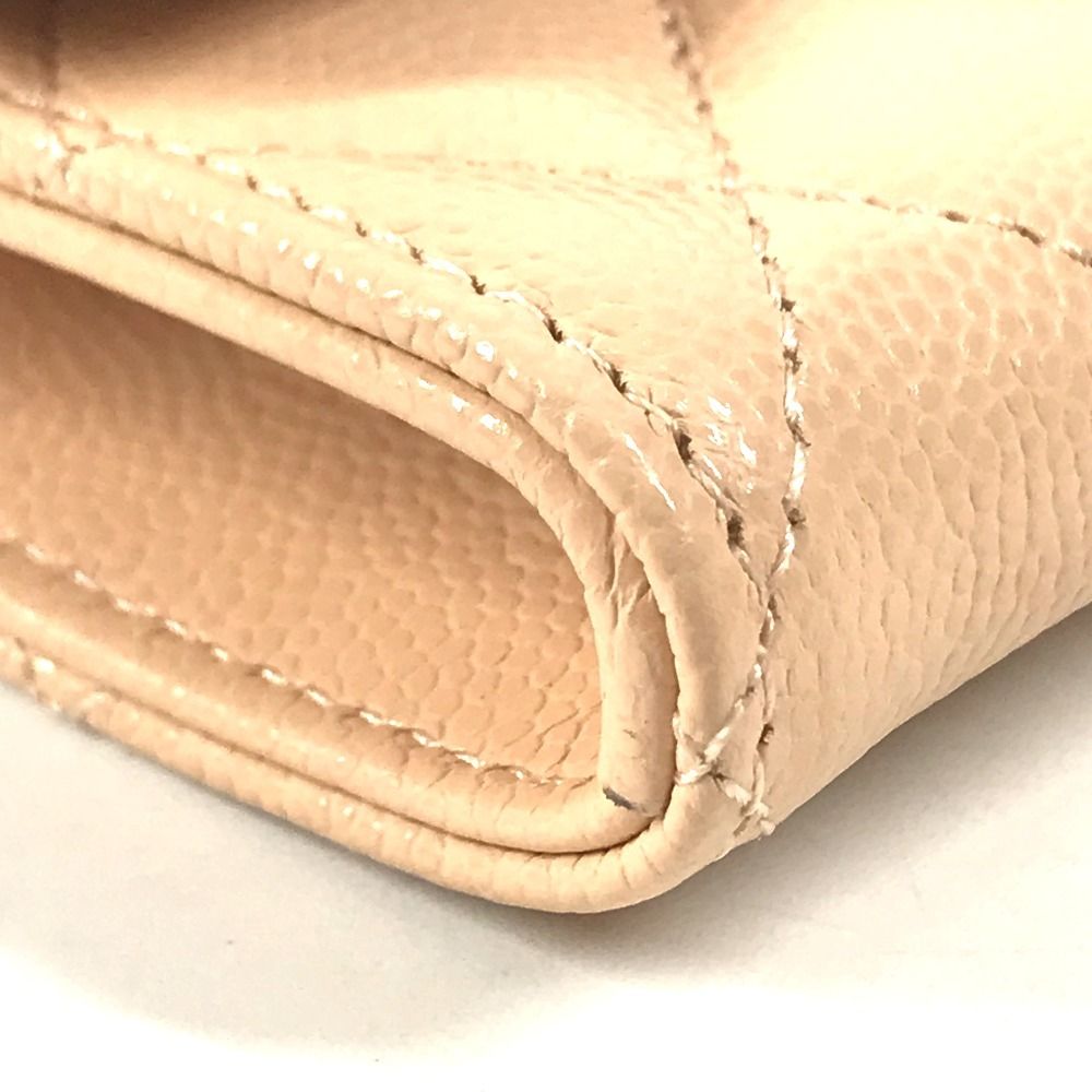 Chanel Card Case CC Logo Caviar Leather Beige — view 7