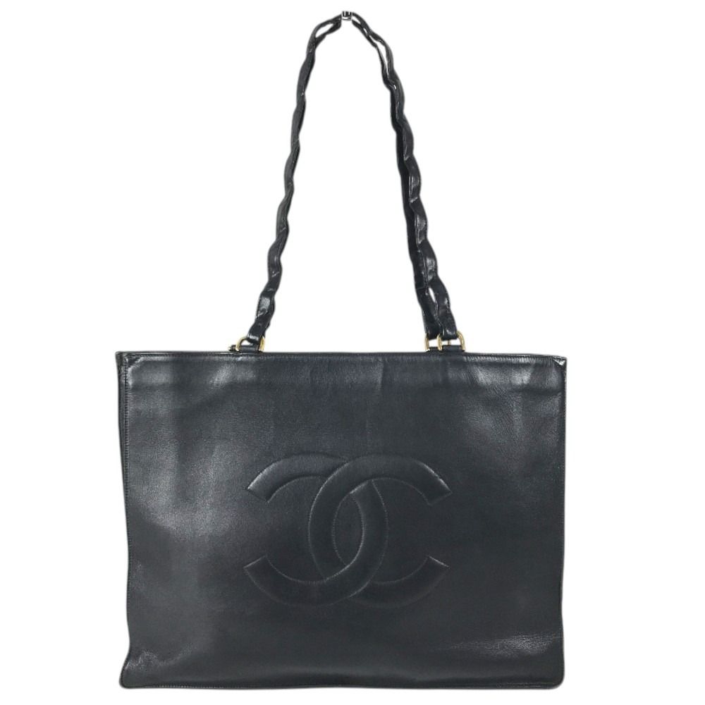 Chanel Shoulder Bag CC Logo Jumbo CC Vintage Leather Black