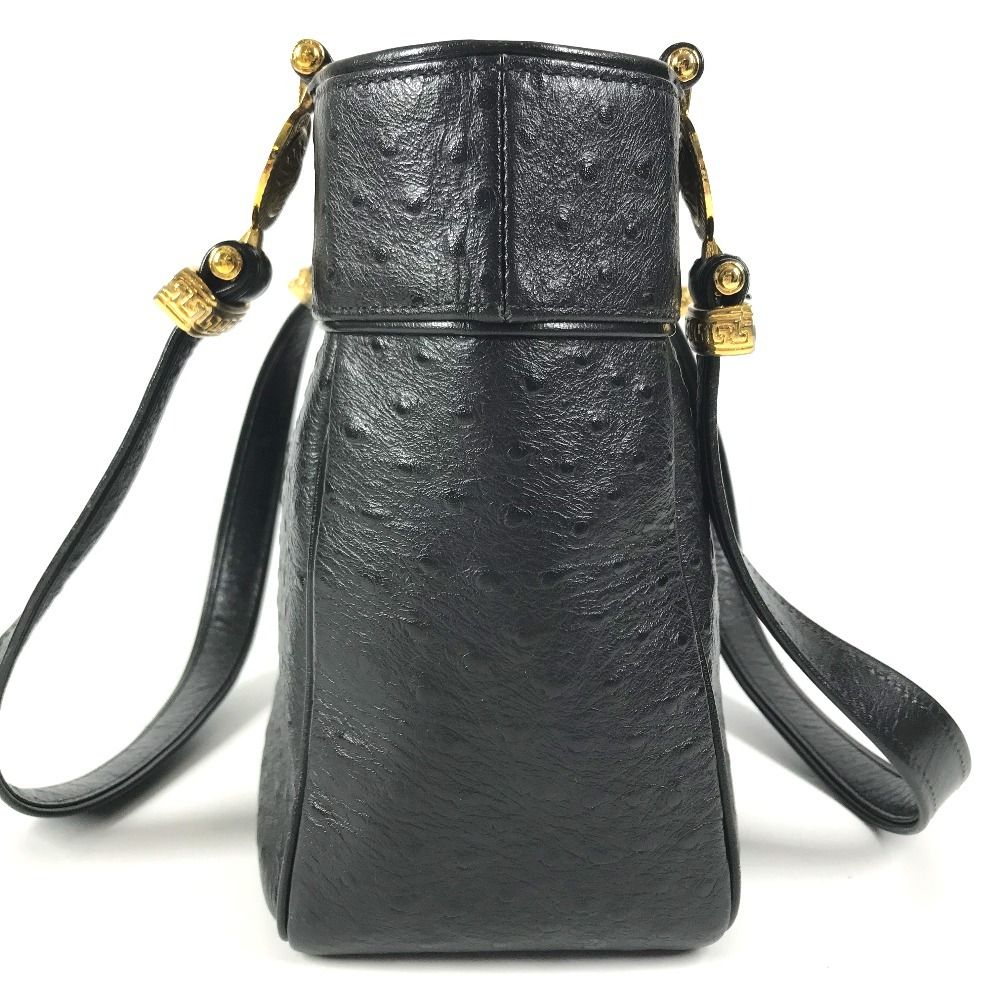 Versace Shoulder Bag Logo Sunburst Vintage Embossed Leather Black — view 3