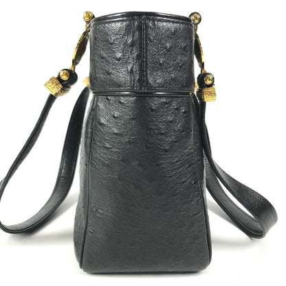 Versace Shoulder Bag Logo Sunburst Vintage Embossed Leather Black — view 3