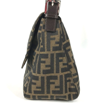 Fendi Shoulder Bag Mamma Bucket Zucca Logo Leather Canvas Brown — view 3
