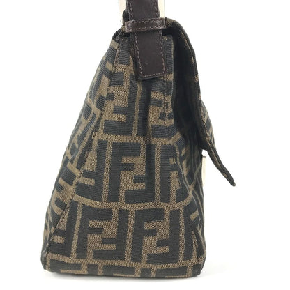 Fendi Shoulder Bag Mamma Bucket Zucca Logo Leather Canvas Brown — view 4