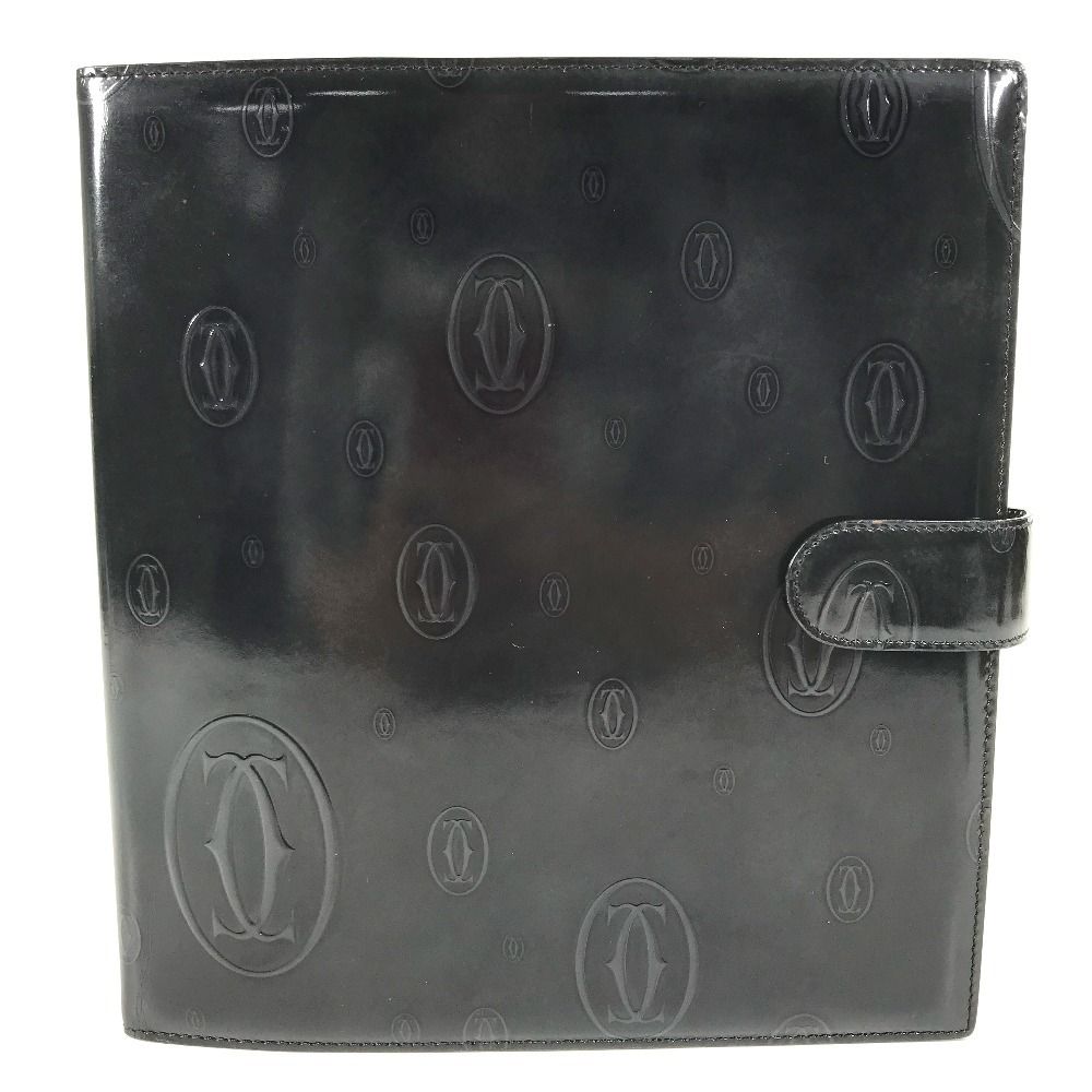 Cartier Agenda Cover Happy Birthday Logo Extra Large Leather Black