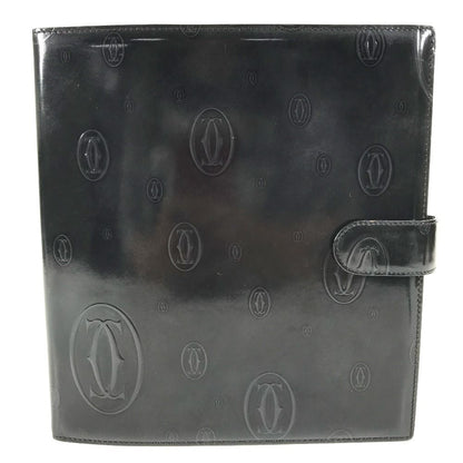 Cartier Agenda Cover Happy Birthday Logo Extra Large Leather Black