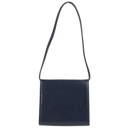 Hermes Shoulder Bag Wood Button Vintage Leather Navy — view 2