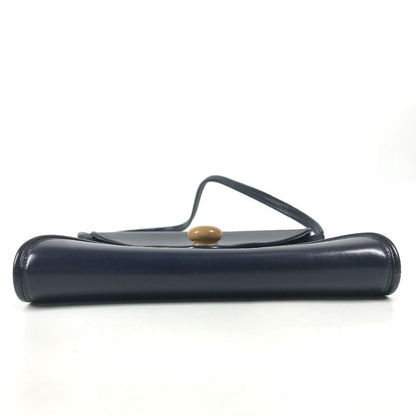 Hermes Shoulder Bag Wood Button Vintage Leather Navy — view 5