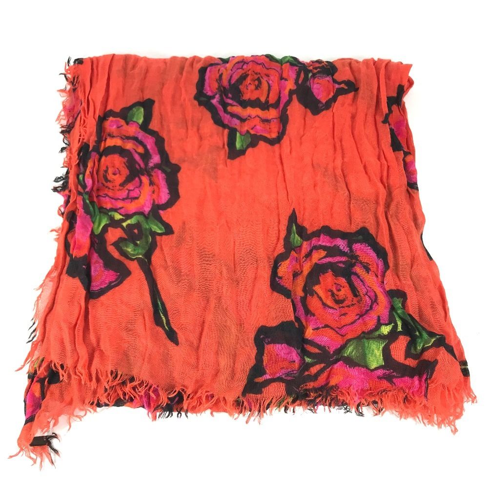 Louis Vuitton Shawl Etole Rose Fringe Cashmere Orange Scarf — view 5