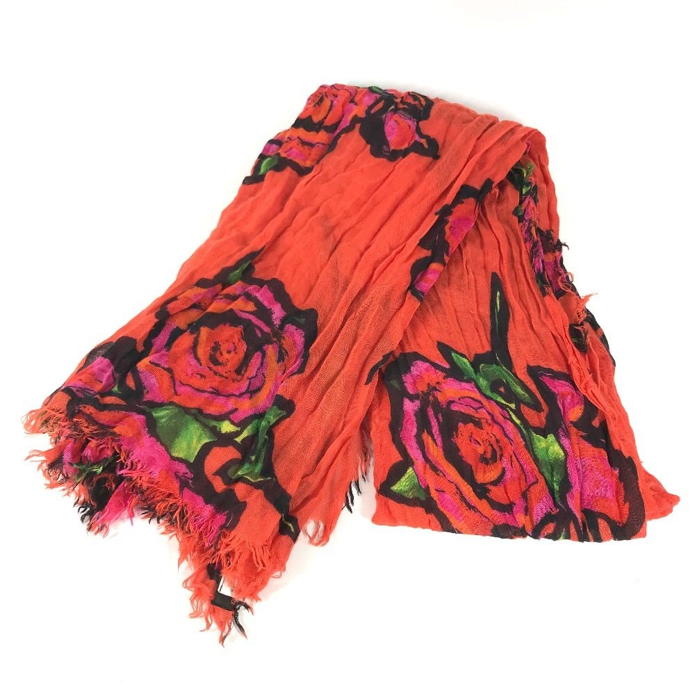Louis Vuitton Shawl Etole Rose Fringe Cashmere Orange Scarf