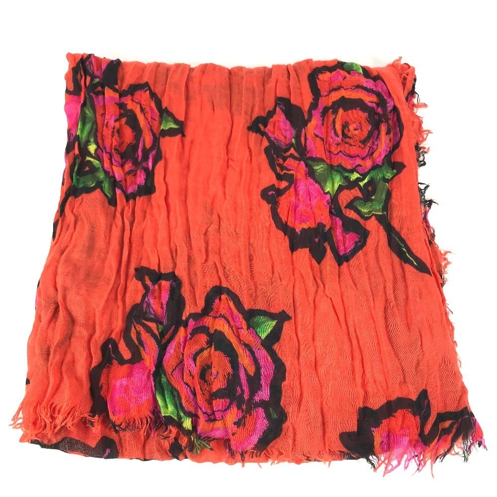 Louis Vuitton Shawl Etole Rose Fringe Cashmere Orange Scarf — view 3