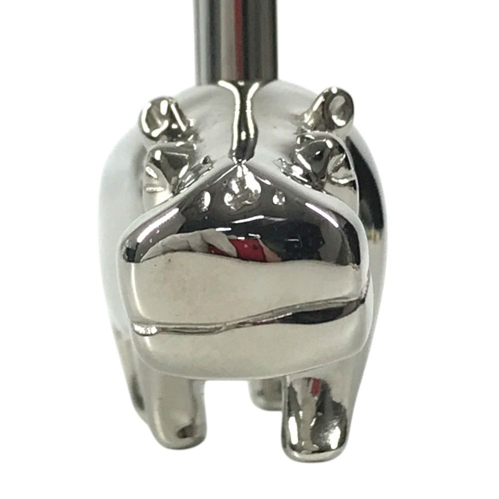 Hermes Charm Hippopotamus Cabas Metal Silver Keychain — view 3