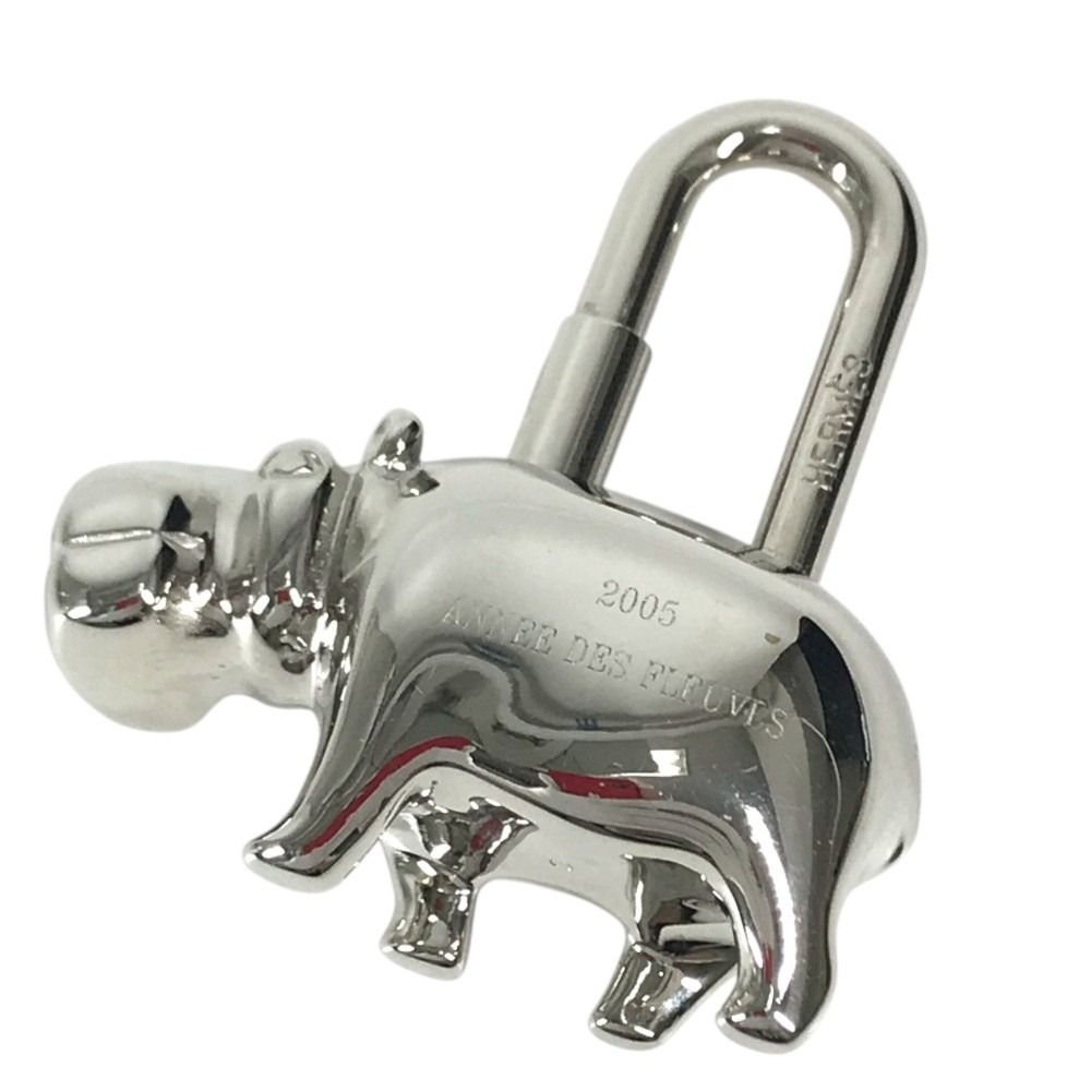 Hermes Charm Hippopotamus Cabas Metal Silver Keychain — view 2