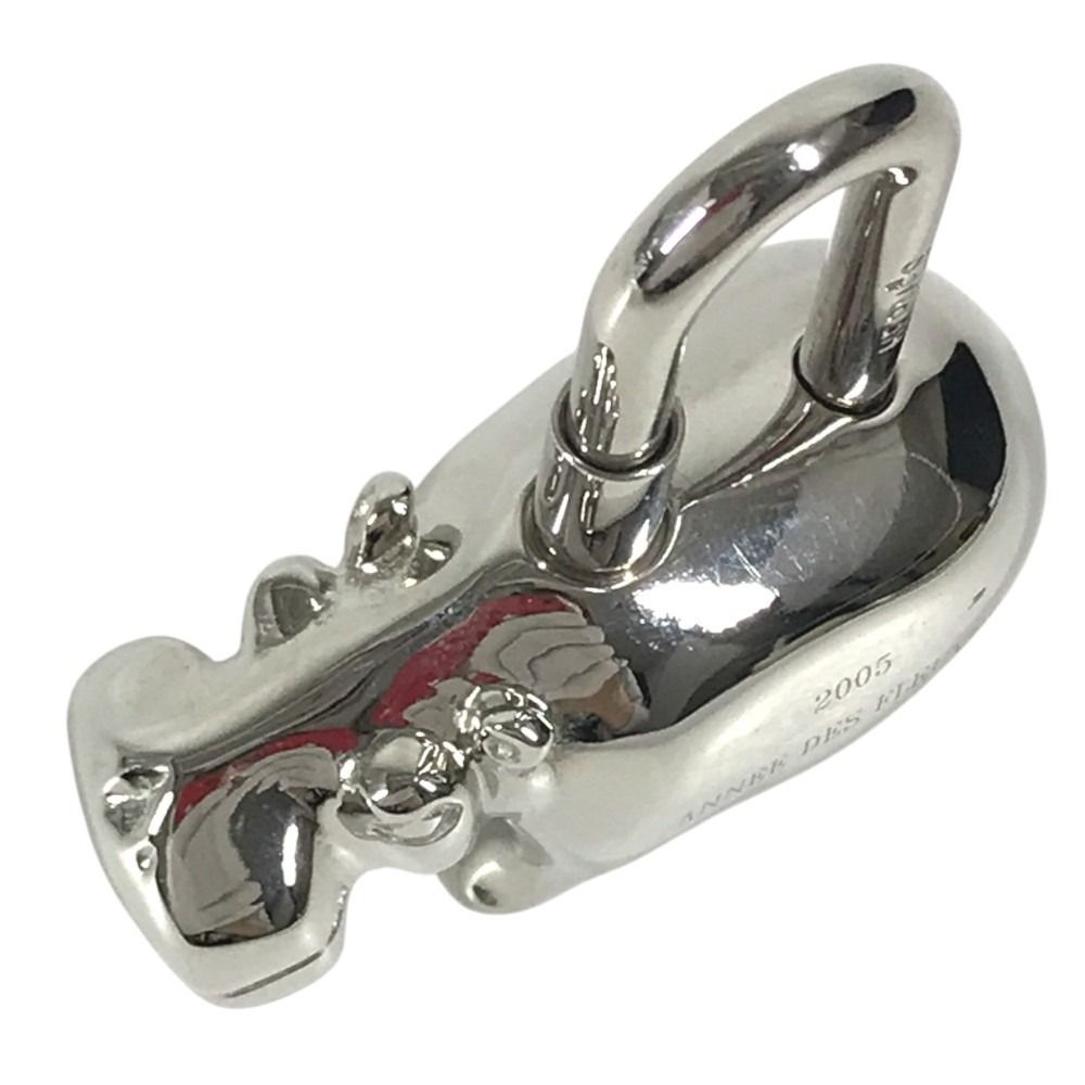 Hermes Charm Hippopotamus Cabas Metal Silver Keychain — view 8