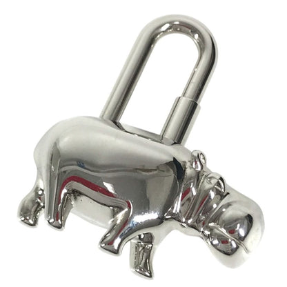 Hermes Charm Hippopotamus Cabas Metal Silver Keychain