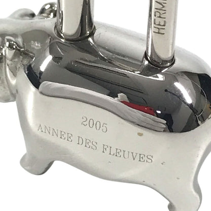 Hermes Charm Hippopotamus Cabas Metal Silver Keychain — view 7