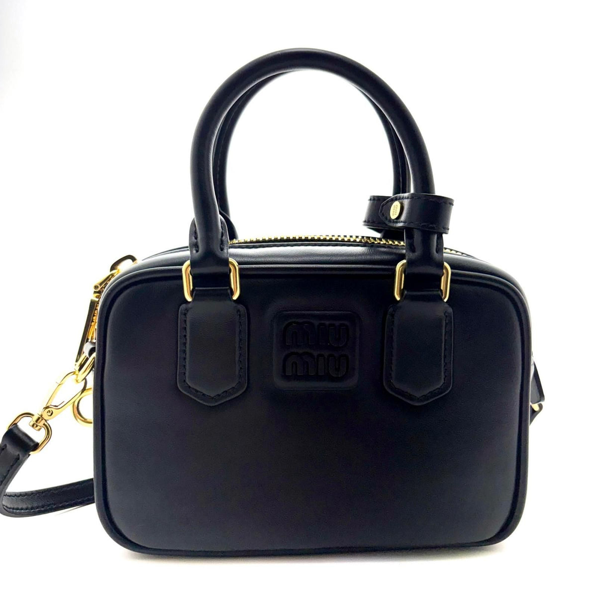 Miu Miu Arcadi Small 2-Way Bag Black Leather Handbag