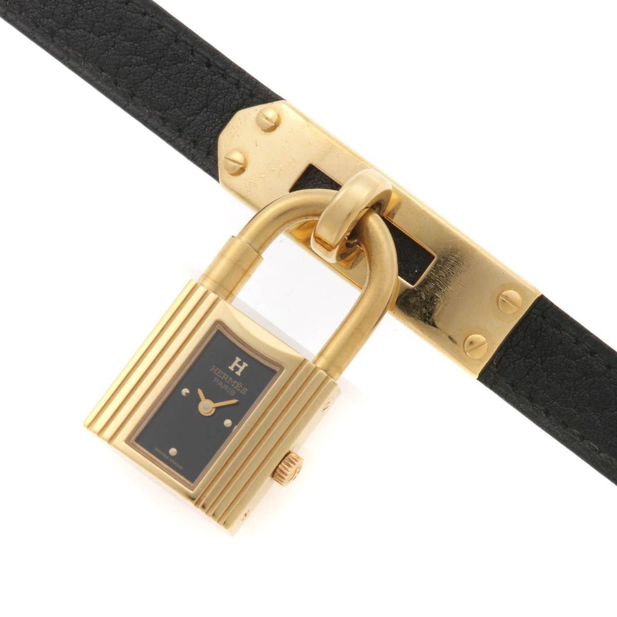 Hermes Kelly Watch Leather Black Dial Quartz — view 2