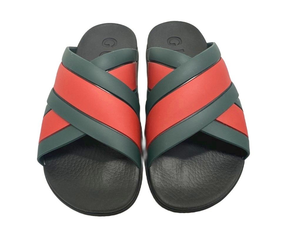 Gucci Sherry Line Rubber Leather Sandals Black — view 2