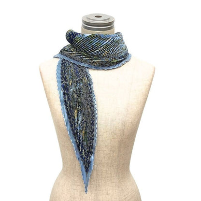 Hermes Pleated Scarf Carre 90 Chasse en Inde Indian Hunting Silk Blue — view 2