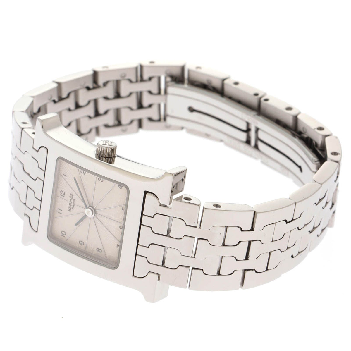 Hermes H Watch Stainless Ivory Quartz — view 3