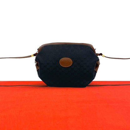 Gucci Vintage Micro GG Logo Leather Shoulder Bag Pochette Black