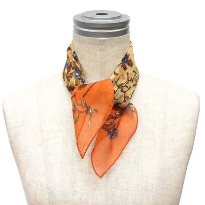 Hermes Things Scarf Carre 45 Neige D'antan Last Year's Snow Orange Silk Muslin — view 2