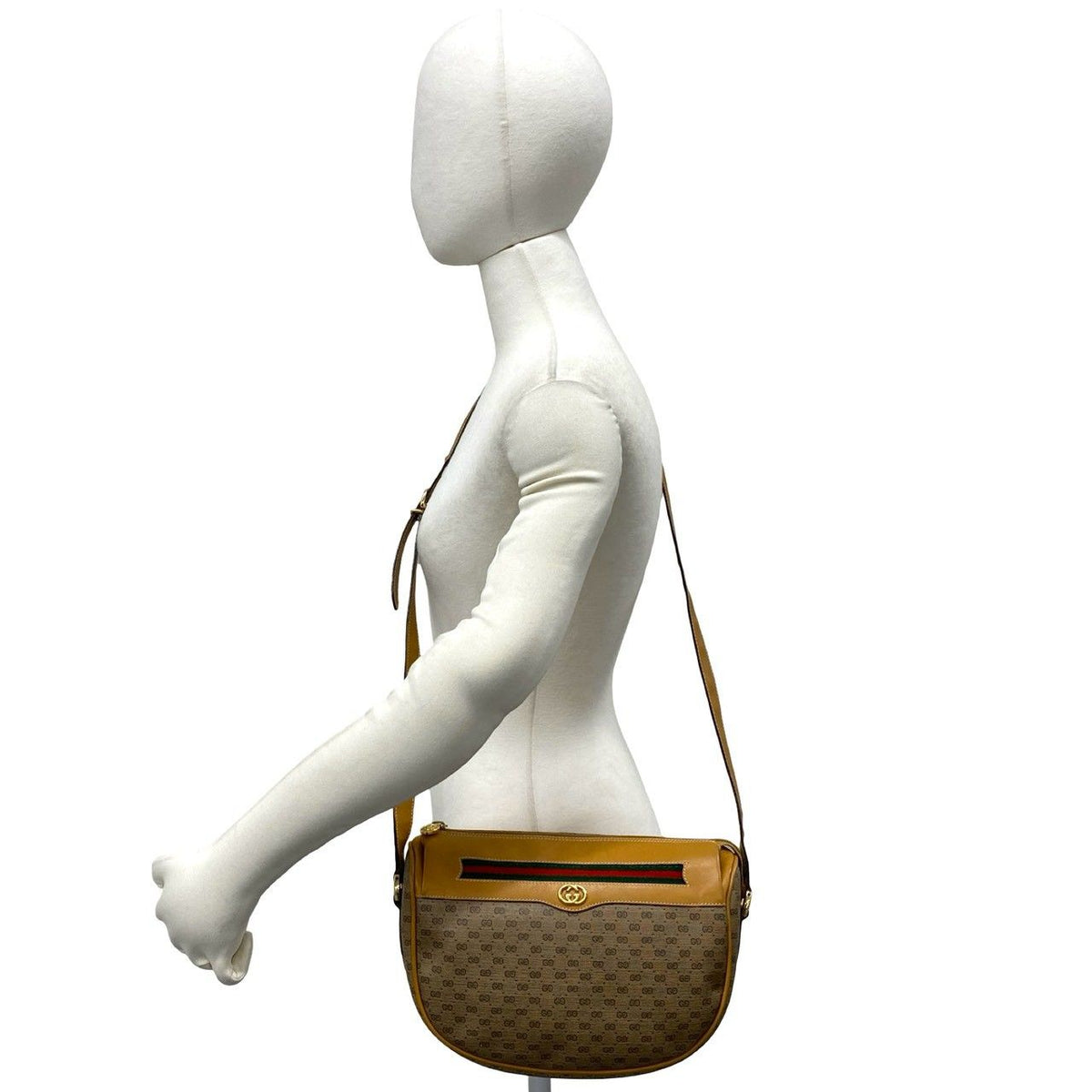 Gucci Vintage Sherry Line Micro GG Leather Shoulder Bag Pochette Brown — view 2