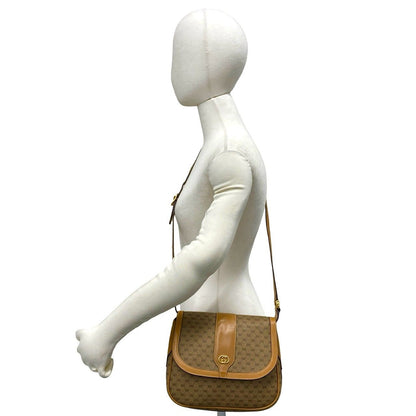 Gucci Vintage Micro GG Pattern Logo Leather Shoulder Bag Pochette Brown — view 2