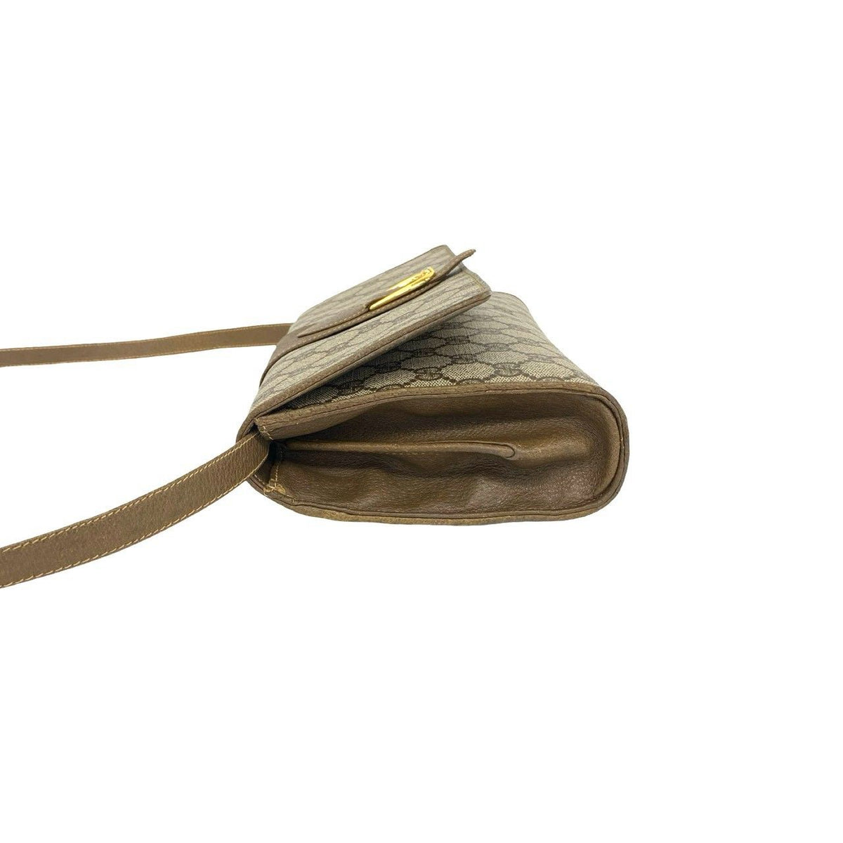 Gucci Vintage GG Supreme Logo Leather Shoulder Bag Pochette Brown — view 5